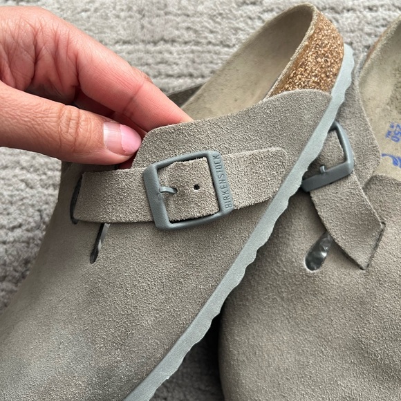 Birkenstock Suede Boston Clog - Stone Coin - Picture 9 of 11